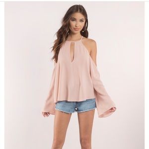Tobi - Pink - S - Bell Sleeve, Key-Hole, Blouse.